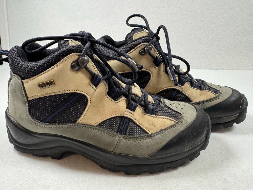Cabela's Men's Gore-TEx Waterproof Mid-cut Lace Up Hiking Boots Gray Tan 8